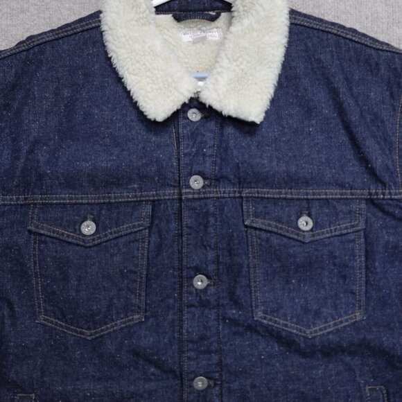 Wallace & Barnes Jacket 2XL Blue Kaihara Denim Sherpa Corduroy Trucker Indigo - Picture 1 of 11